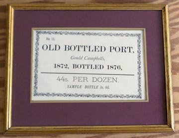 Framed 1872 Gould Campbell Port Advert