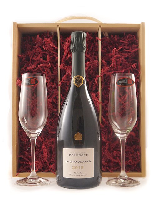 2015 Bollinger Grand Annee Vintage Champagne 2015 with Two Riedel Crystal Champagne Flutes